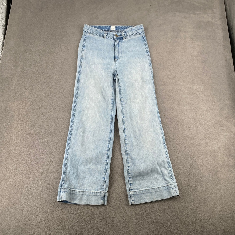 GAP Womens High Rise Wide Leg Crop Jeans Light Wash Denim Y2K Flared Size 00/24